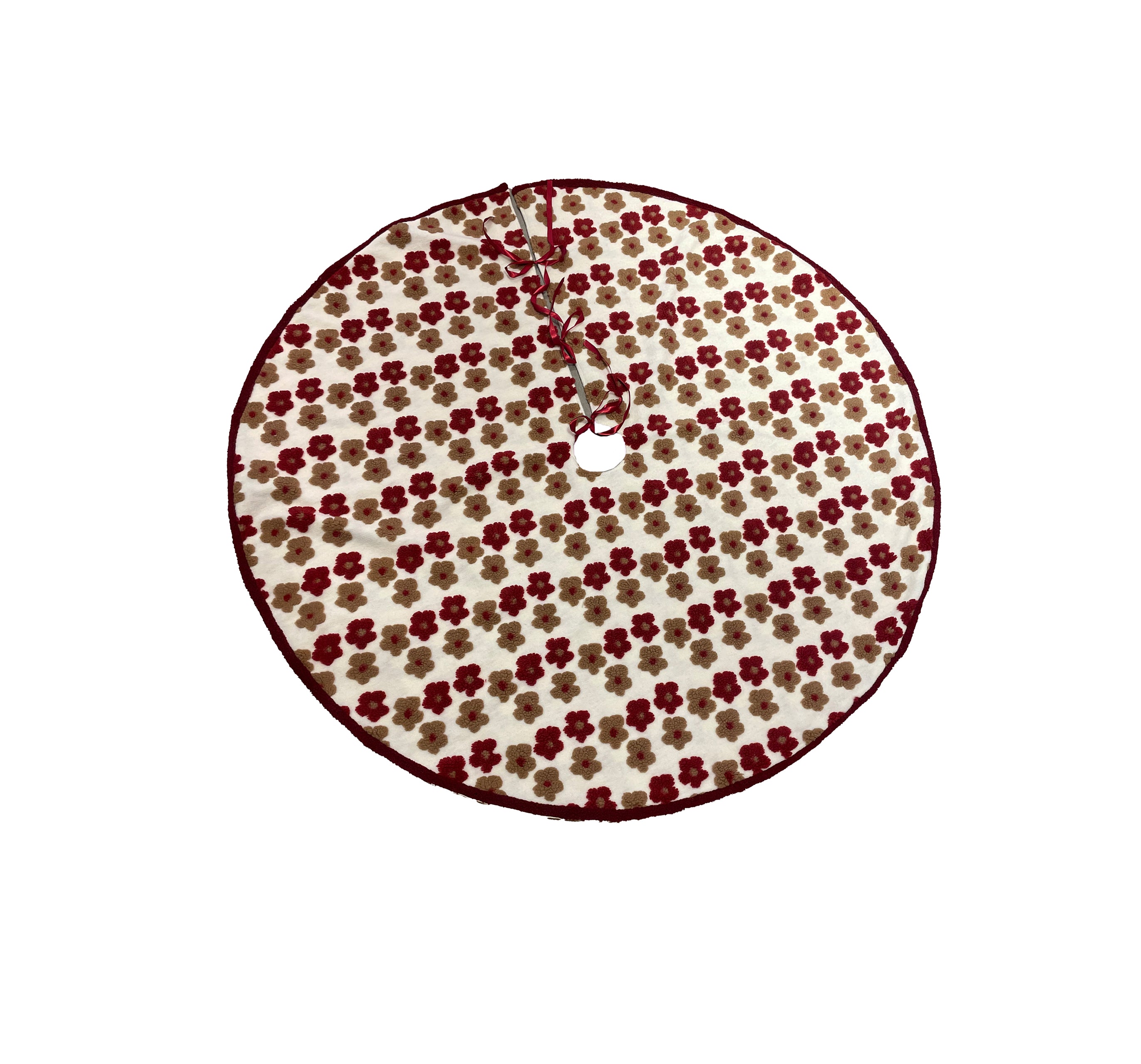 Tree Skirt 48 inch - Burgundy flowers