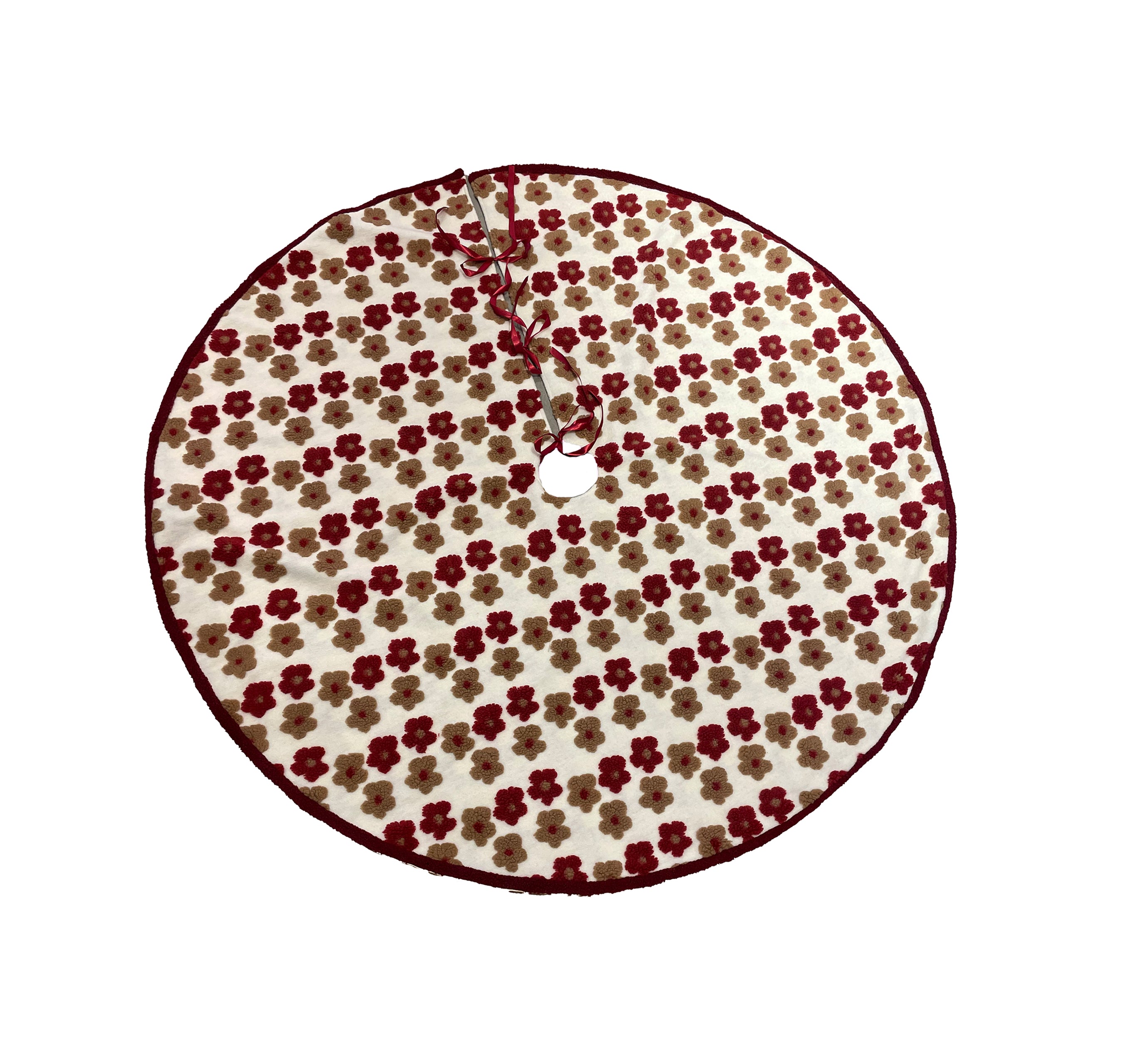 Tree Skirt 56 inch - Burgundy flowers