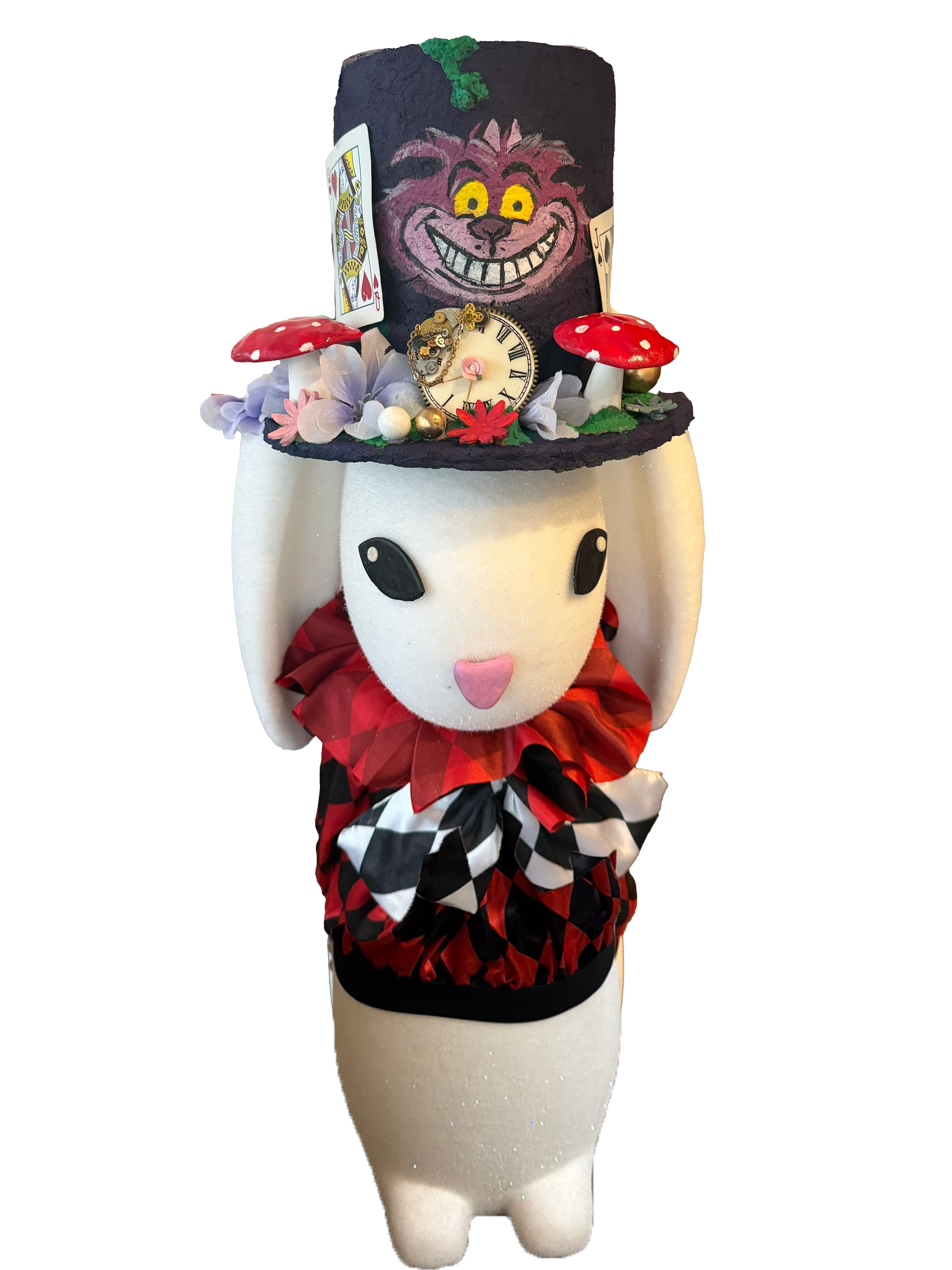 Wonderland White Rabbit in a Top Hat Tree Topper