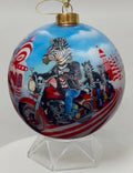 Zebra Biker Gang Limited Edition Glass Ornament - 4 inch