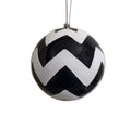 Glitter Ball 6 inch - black and white zigzag